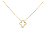 14K Yellow Gold Clover Pendant 0.39 ctw. Round Diamond Necklace