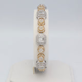 14K Two-Tone Gold Square & Round Tennis Link Baguette & Round Diamond 7.83 ctw. Bracelet