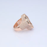 14K Rose Gold Cross Shaped 6.72 ctw. Emerald Cut & Round Diamond Ring