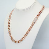 14K Rose Gold 160gr. Miami Cuban Link 25.00 ctw. Round Diamond Chain