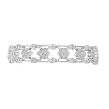 14K White Gold Clover Flower Link Round Diamond 6.00 ctw. Bracelet