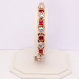 14K ROSE GOLD INFINITY RED SAPPHIRE BOX 12.16 CTW. DIAMOND BRACELET