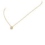 14K Yellow Gold Halo Square Pendant 0.34 ctw. Round Diamond Necklace