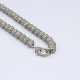 14K White Gold Women's Pave Set Beaded Balls Chain 41.35 ctw. Round Diamond Necklace