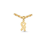 14K Yellow Gold Medium LETTER R 0.71 ctw. Baguette & Round Diamond Pendant