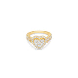 14K Yellow Gold Heart Shape Cluster 1.41 ctw. Round Diamond Ring