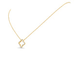 14K Yellow Gold Clover Pendant 0.39 ctw. Round Diamond Necklace