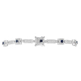 14K White Gold Sapphire Tennis Link Round Diamond 2.60 ctw. Bracelet