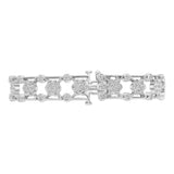 14K White Gold Clover Flower Link Round Diamond 6.00 ctw. Bracelet