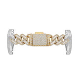 14K Two-Tone Gold Heart Miami Cuban Link Baguette & Round Diamond 13.21 ctw. Bracelet