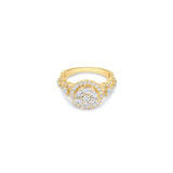 14K Yellow Gold Halo Round Cluster 1.56 ctw. Round Diamond Ring.