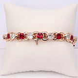 14K ROSE GOLD INFINITY RED SAPPHIRE BOX 12.16 CTW. DIAMOND BRACELET