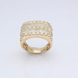 14K Yellow Gold Five Row Square Style 4.12 ctw. Baguette & Round Diamond Ring