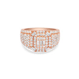 14K Rose Gold Triple Layer Square Center Style 2.14 ctw. Baguette & Round Diamond Ring