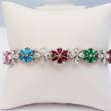 14K WHITE GOLD INFINITY COLOR FLOWER 23.00 CTW. DIAMOND BRACELET