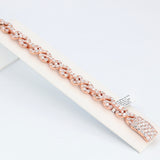 14K Rose Gold Infinity Link 28.92 CTW. Round Diamond Bracelet