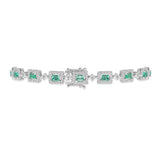 18K White Gold Tennis Link Emerald Cut & Round Diamond 6.50 ctw. Bracelet