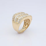 14K Yellow Gold Five Row Square Style 4.12 ctw. Baguette & Round Diamond Ring