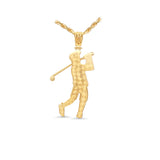 14K Yellow Gold Custom Piece Golf Player Charm 8.50 ctw. Natural Round Diamond Pendant