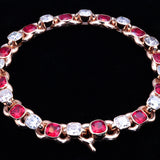 14K ROSE GOLD INFINITY RED SAPPHIRE BOX 12.16 CTW. DIAMOND BRACELET