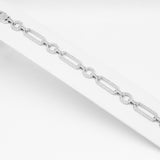 14K White Gold Rectangle & Circle Link Round Diamond 1.88 ctw. Bracelet