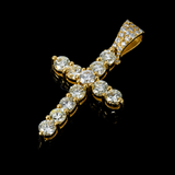 14K Yellow Gold Prong Set Cross Pendant | 4.53 Carat Round-Cut Diamond