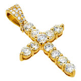 14K Yellow Gold Prong Set Cross Pendant | 4.53 Carat Round-Cut Diamond