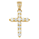 14K Yellow Gold Prong Set Cross Pendant | 4.53 Carat Round-Cut Diamond