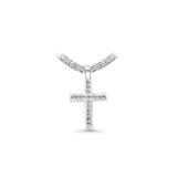 14K White Gold Ladies Channel Set Cross Charm 2.00 ctw. Round Diamond Pendant