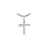 14K White Gold Ladies Channel Set Cross Charm 2.00 ctw. Round Diamond Pendant