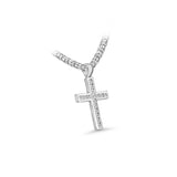 14K White Gold Ladies Channel Set Cross Charm 2.00 ctw. Round Diamond Pendant