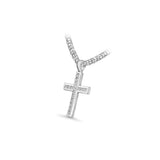 14K White Gold Ladies Channel Set Cross Charm 2.00 ctw. Round Diamond Pendant