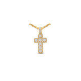 14K Yellow Gold Custer Square Cross Charm 4.57 ctw. Baguette & Round Diamond Pendant