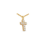 14K Yellow Gold Custer Square Cross Charm 4.57 ctw. Baguette & Round Diamond Pendant