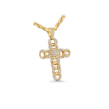 14K Yellow Gold Circular Infinity Cross Charm 2.78 ctw. Round Diamond Pendant