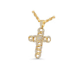 14K Yellow Gold Circular Infinity Cross Charm 2.78 ctw. Round Diamond Pendant