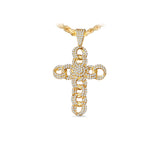 14K Yellow Gold Circular Infinity Cross Charm 2.78 ctw. Round Diamond Pendant