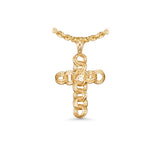 14K Yellow Gold Circular Infinity Cross Charm 2.78 ctw. Round Diamond Pendant