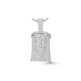 14K White Gold Large Pave Jesus Head Charm 10.65 ctw. Round Diamond Pendant