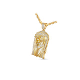 14K Yellow Gold Large Solid Jesus Head Charm 6.00 ctw. Round Diamond Pendant