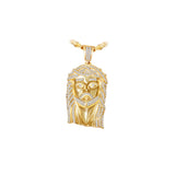 14K Yellow Gold Large Solid Jesus Head Charm 6.00 ctw. Round Diamond Pendant