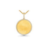 14K Yellow Gold Large Round Memory Picture Frame Charm 6.00 ctw. Round Diamond Pendant