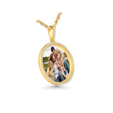 14K Yellow Gold Large Round Memory Picture Frame Charm 6.00 ctw. Round Diamond Pendant