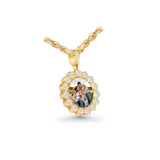 14K Yellow Gold Round Cluster Memory Picture Frame Charm 1.75 ctw. Round Diamond Pendant