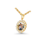 14K Yellow Gold Round Cluster Memory Picture Frame Charm 1.75 ctw. Round Diamond Pendant