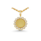 14K Yellow Gold Round Cluster Memory Picture Frame Charm 1.75 ctw. Round Diamond Pendant