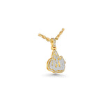 14K Two-Tone Gold Double Layer Pave Allah Arabic Charm 2.50 ctw. Round Diamond Pendant