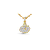 14K Two-Tone Gold Double Layer Pave Allah Arabic Charm 2.50 ctw. Round Diamond Pendant