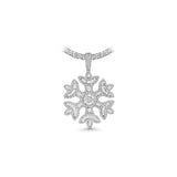 14k White Gold Ladies SnowFlake Charm 3.20 ctw. Baguette & Round Diamond Pendant