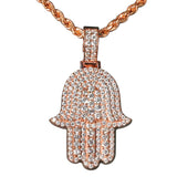 14K Rose Gold Medium Hamsa Pave Charm 6.19 ctw. Round Diamond Pendant